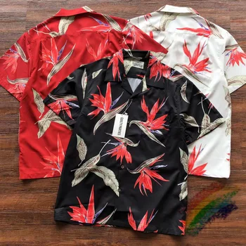 Wacko Maria Хавайски Ризи Топ Свободни High Street С пълна Принтом Кленов листа Риза с принтом За мъже Жени