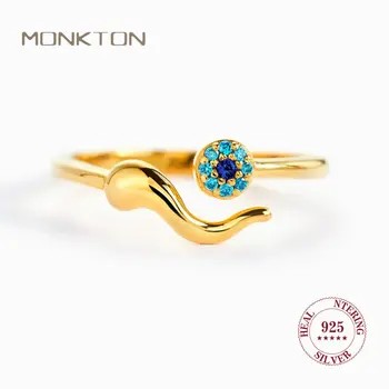 Годежен пръстен Monkton от 100% 925 сребро, Италиански пръстен със синьо Око, Жената Просто Модерен пръстен С Цирконий, Дамски Бижута пръстени