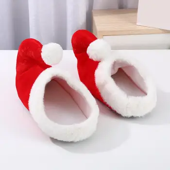 1 Чифт Коледни Тапочек на Дядо Коледа Празнична Червена обувки с анимационни герои Сладък и Очарователни чехли на Дядо Коледа за декорация и комфорт