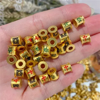 1БР Чисти Топка от жълто злато 999 24-КАРАТОВО, Честит Мъж Жена с Висулка от Емайл, Колони Mahjong 0,22 г
