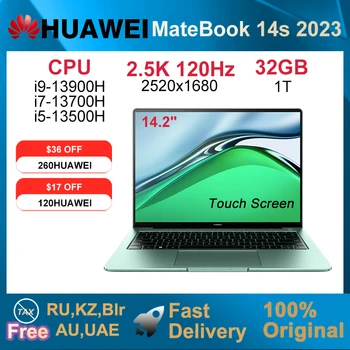 2023 Лаптоп HUAWEI MateBook 14т i5-13500H/i7-13700H/i7-13900H 16 GB/32 GB, 512 GB, Нетбук 14,2-инчов SSD устройство със сензорен екран 2.5 K 120 Hz WiFi6