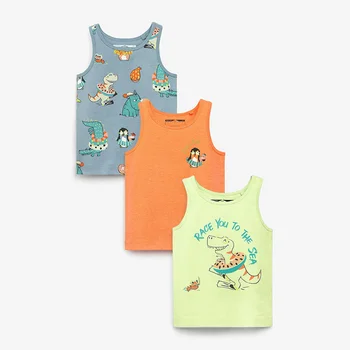 2023 Лятна нова детски дрехи, тениска с изображение на динозавър от чист памук, с анимационни герои, майк, дрехи без ръкави за момчета и момичета