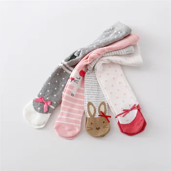 4 чифта/лот, здраво вязаный отглеждане на малки момичета, Памучни Чорапогащи за новородени с принтом За момичета, Ежедневни чорапогащи за деца 0-12 м