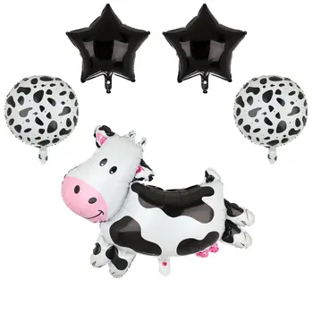 5 бр. балони за тематични партита с крави, Голям балон от волска кожа, фолио за деца, украса за рожден Ден, аксесоари за парти на фермата