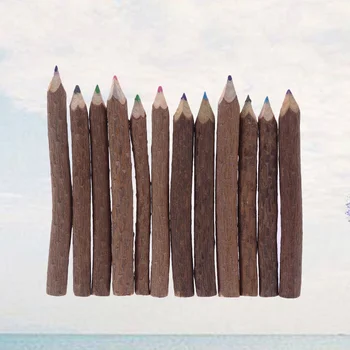 8 бр. обемни моливи 9-10 см, клон на дърво, цветни моливи, комплект за рисуване, художник, скица (смесен цвят)