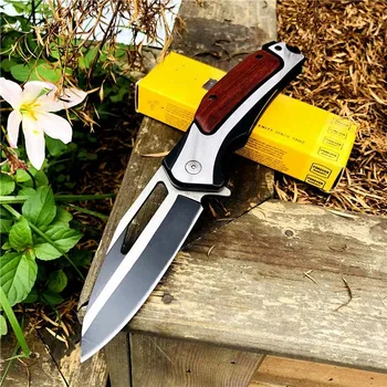 DA130 X48 x61 е Открит Мини Сгъваем Нож, Тактически Военен Боен Инструмент за самозащита, Инструмент за къмпинг с дървена дръжка