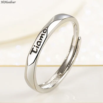 HiHosilver Благородна двойка бижута, подаръци, Мъжки Сребърен Модерен пръстен с букви за жени, Новост HS0267