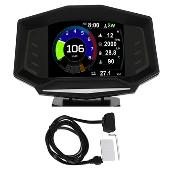 OBD2 HUD Дисплей на GPS Smart Meter Универсален LCD екран Аларма за Превишаване на скоростта на Двигателя Измерване на Температурата на водата за Кола