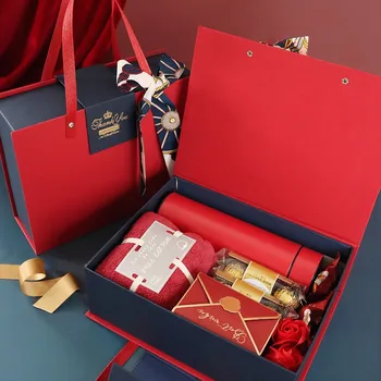 Orange подарък кутия arge Подарък кутия с капак и дръжки за Преносим магнитна Подарък кутия за подаръци, Сватба, рожден Ден Оферта шаферки