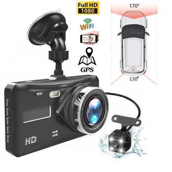 Автомобилен Видеорекордер WiFi Full HD 1080P видео Рекордер за обратно виждане Камера за кола Видеорекордер за Нощно Виждане Авторегистратор GPS Дървар Автомобилни Аксесоари