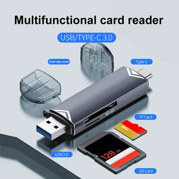 Адаптер за четене на карти SD/TF карта със скорост на трансфер на данни 5 Gbit/s, четец на карти памет, USB/Type-C, OTG поддръжка за мобилен телефон Apple, лаптоп