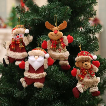 Дядо Коледа, Снежен човек Дърво висулка честита Нова година Кукла се Мотае украса за дома Noel Натал Забавни Коледни декорации DIY Коледен подарък