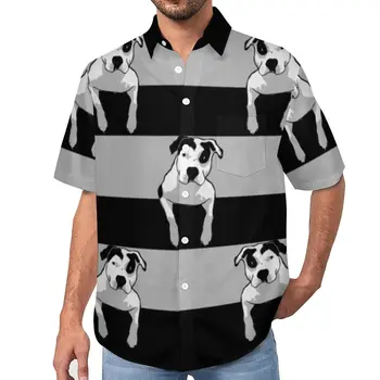 Ежедневна риза с участието на стаффордширского бик, свободна Плажна риза с участието на кучета, Летни Эстетичные Блузи с къс ръкав, графични върховете Оверсайз