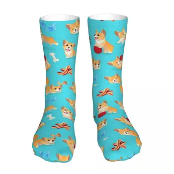 Забавни сладки чорапи Унисекс Corgi, Новост, Зимни чорапи, Топли Дебели меки възли на Ежедневните чорапи