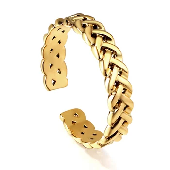 Изискано Модно да създадете пръстен за жени и мъже, Златен цвят от неръждаема стомана, водоустойчив Изчистен метален моден аксесоар за пръстите