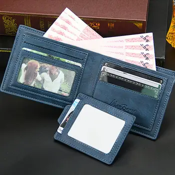 Красив мъжки портфейл, тънък калъф за кредитни карти, тънка линия, двупосочен мъжки бизнес тънък портфейл