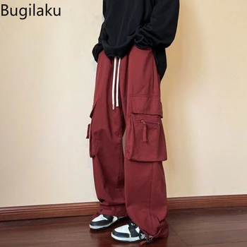 Красиви работни панталони Bugilaku в американски стил, мъжки пролетно-есенните модни улични свободни ежедневни панталони
