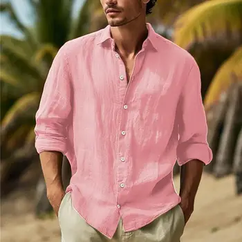 Мъжки Памучни Ленени бизнес Ежедневни ризи И блузи, красивите светски ризи за мъже с Дълъг ръкав