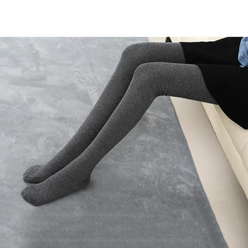 Обикновена чорапи за жените, есен-зима, чорапи до бедрото, удобни еластични, меки на ежедневни дълги памучни чорапи над коляното