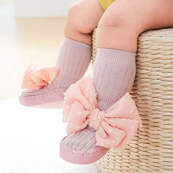Обувки за новородените момичета с хубав нос, нескользящие чехли с мека подметка, обувки за ходене за деца
