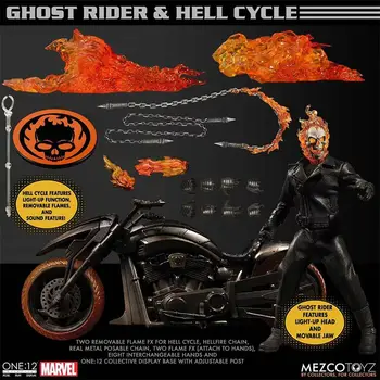 Оригинален MEZCO ONE: 12 GHOST RIDER HELL CYCLE В Наличност Колекция от Аниме Действие, Фигурки, Модели на детски Играчки