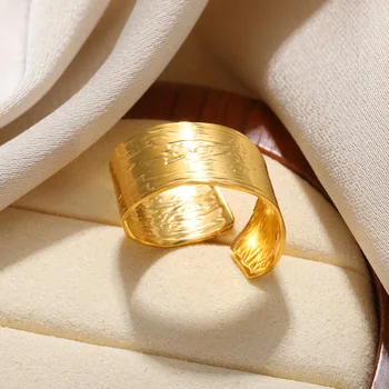 Пънк Широки Пръстени за жени от неръждаема Стомана през Цялата му пръст Златен Цвят на Отворен Пръстен, Модни Бижута на Едро Подарък
