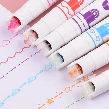Сладък дръжка-маркер с извита линия, творчески маркер във формата на цвете, ученически пособия, дръжка за графити, Корейски канцеларски материали