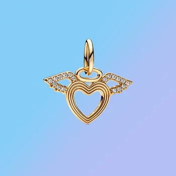 Сребърен Зимна серия S925 Eternal Wings Модерен Медальон със сърце, изискан подарък на едро с Фабрики, Безплатна доставка
