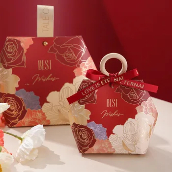 Цветна креативна опаковка Подарък кутия с лък лента Сватбени пакети за шоколадови бонбони, Сувенири за детската душа Парти по случай рождения Ден Щастливо декорация на събития