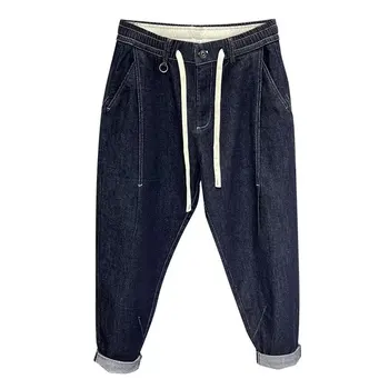 Японски Ежедневните дънки-скинни, мъжки Пролет-лято Свободни улични прави панталони с девет точки, Мъжки панталони-моркови, мъжки дрехи
